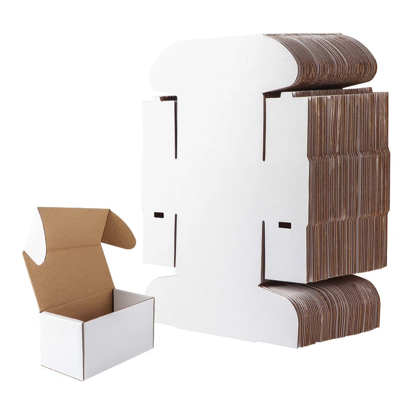 RLAVBL 50 Pack 4.6x2.2x2.2 Inches Small Shipping Boxes White Corrugated Cardboard Box for Small Business  Shipping  and Packing - Image 1